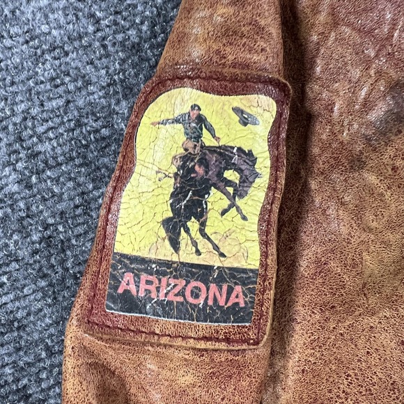 Vintage Pioneer Wear Jacket Mens XL Brown Leather Western Ranch Staff Bomber 80s - Picture 6 of 13